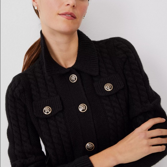 Collared Cable Sweater Jacket - Picture 2 of 4